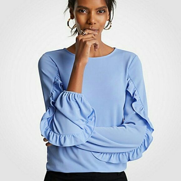 Ann Taylor Ruffle Sleeve Top - Picture 1 of 13